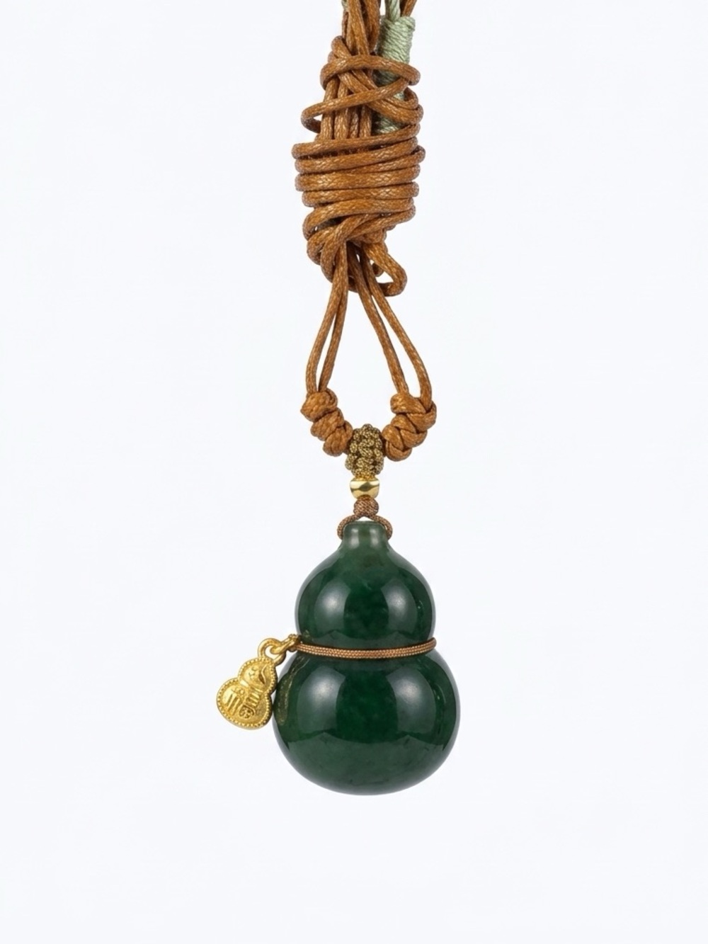 JADE Dark Green Gourd Jadedite Jade Pendant Necklace - Unbranded
